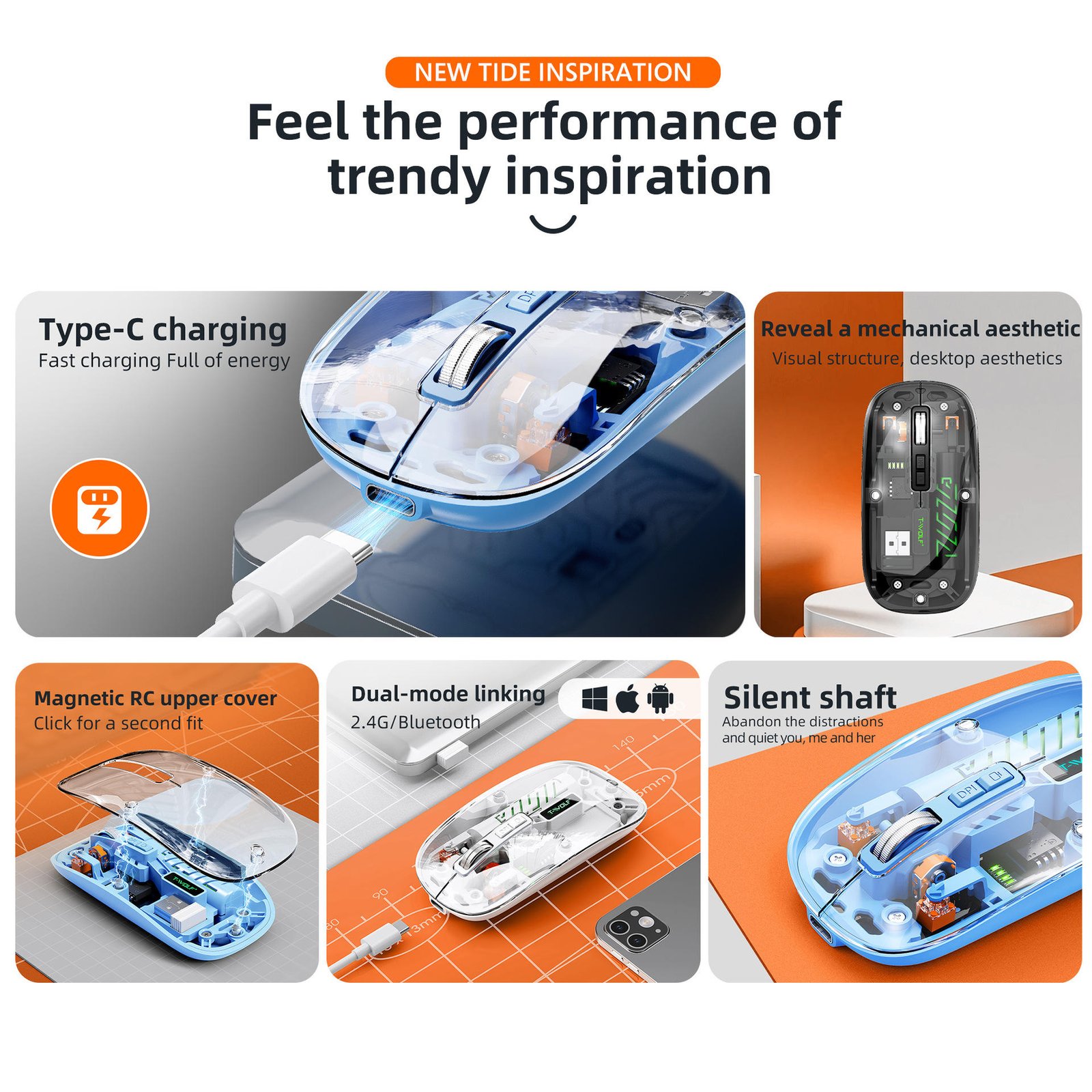 đąī¸ Ultra-Thin Transparent Dual Mode Rechargeable Wireless Mouse . - Image 2