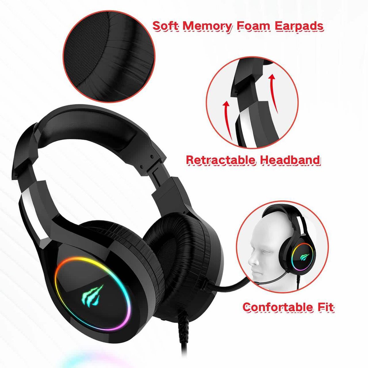 đĨ Havit HV-H2232D RGB Gaming Headphone â Feel the Real Gaming Power! đ§â¨ - Image 2