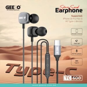 Geeoo TC600 Type C Earphone Supported iPhone 16 and all Type-C Enabled devices